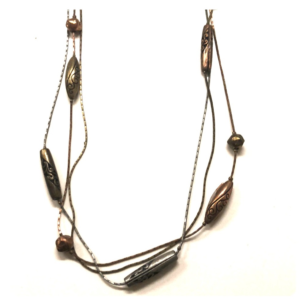 silver and bronze necklace